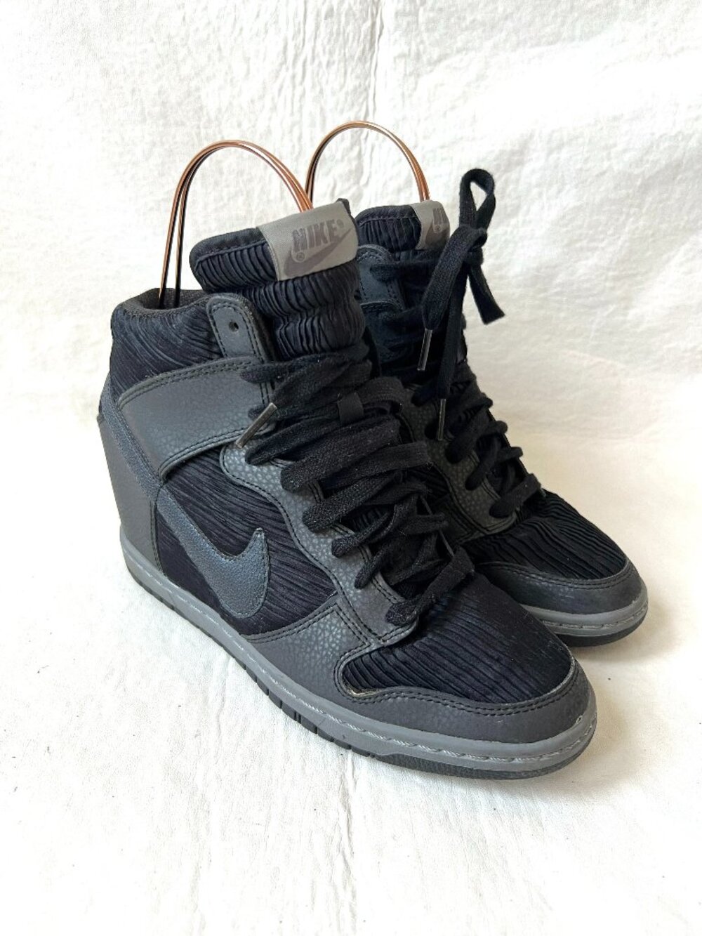 Nike Dunk Sky Hi Essential wedge sneaker womens 8 black metallic hematite shoes